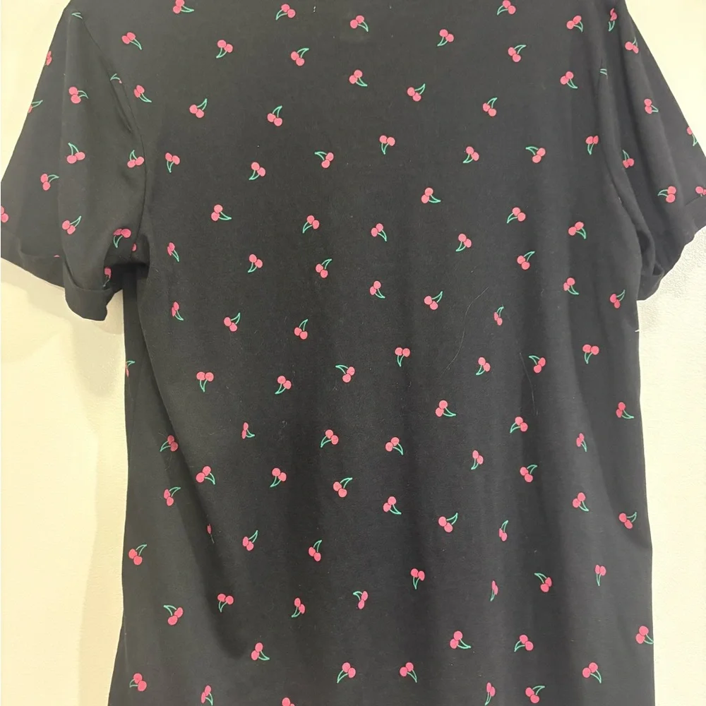 Black Cherry Print Women's Short Sleeve Tee - Picture 7 of 8